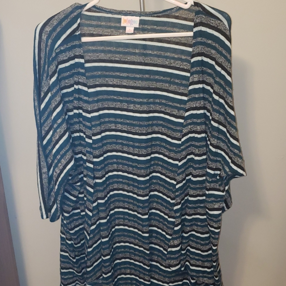 LuLaRoe Mint, Black, Emerald, and Gray Blouse